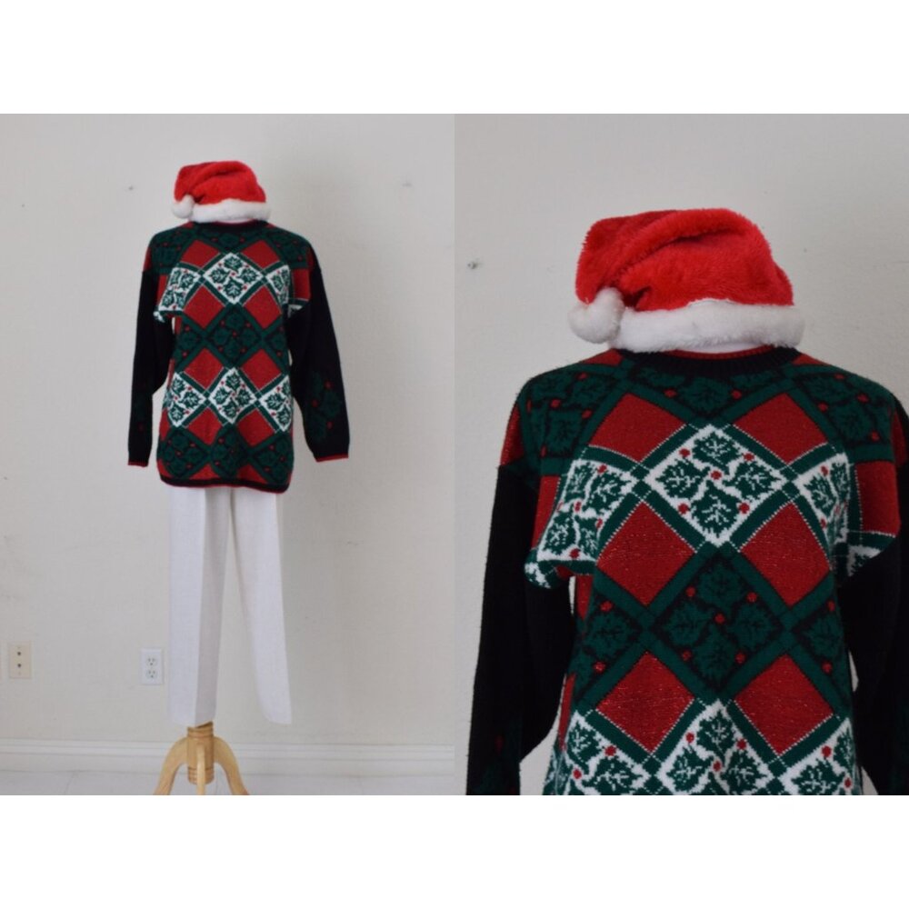Vintage 90s Acrylic Christmas Ugly Sweater size‎ M